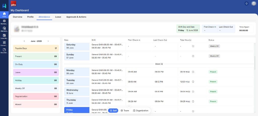 Attendance Management — Main Dashboard