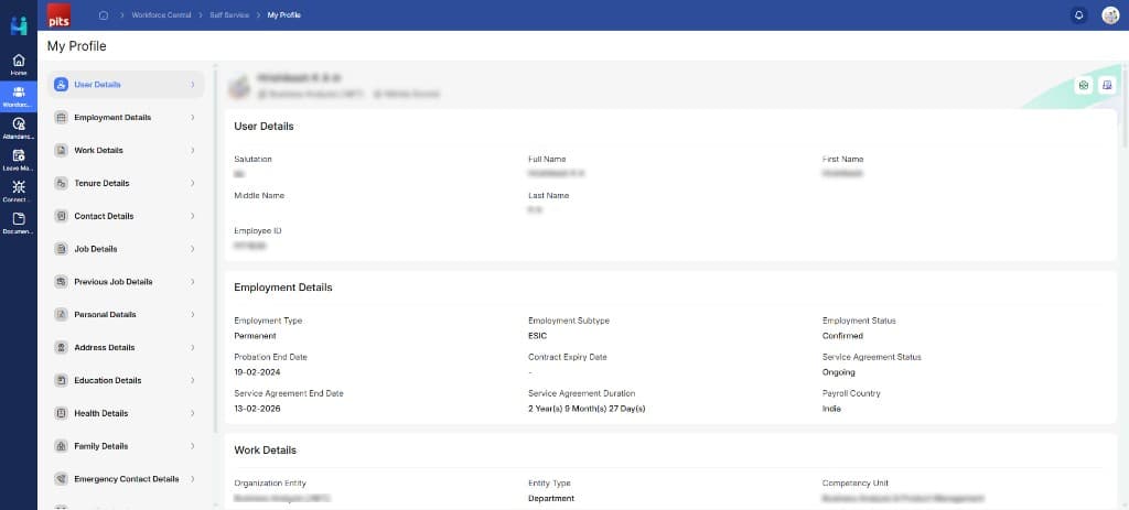 Employee profile and self-service